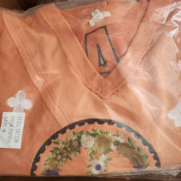 POL Orange Peace Sign Embroidered Sweatshirt Medium. NEW - Picture 7 of 7